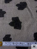 Floating Leaf Polyester Organza Fil Coupé - Black