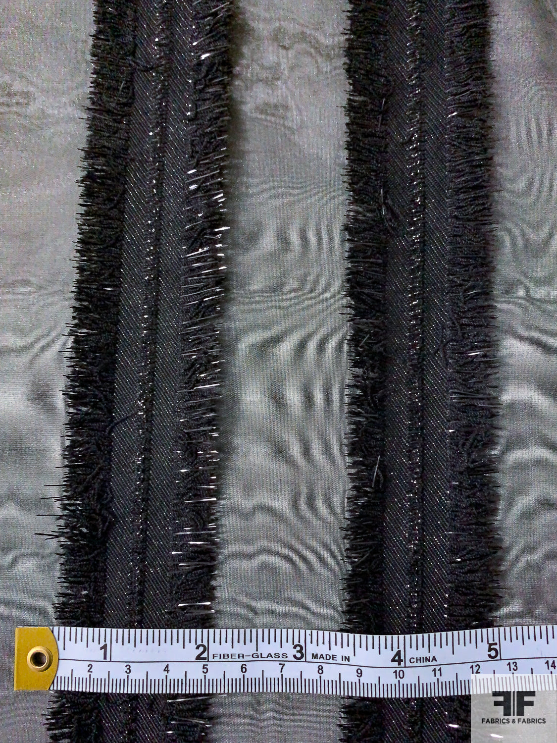 Vertical Eyelash Striped Novelty Organza - Black
