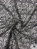 Densely Crosshatch Embroidered Tulle - Black / Off-White