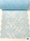 French Floral Chantilly Lace Trim Strip - Light Blue - Lace by the Strip