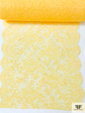 French Floral Chantilly Lace Trim Strip - Summer Yellow