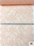 French Floral Chantilly Lace Trim Strip - Peach