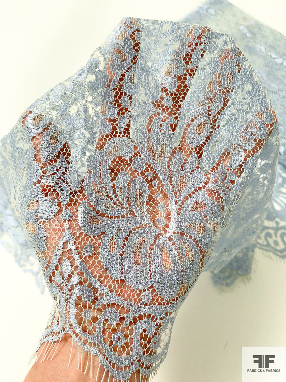 Polyester Floral Lace Fabric by The Yard (Lt. Periwinkle) : : Home