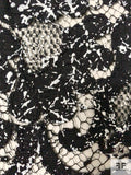 French Double-Scalloped Splatter Printed Lace Trim - Black / White