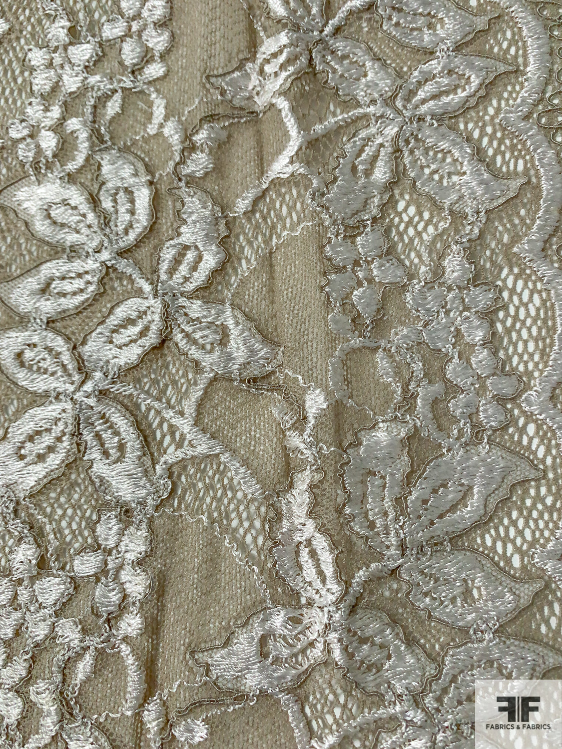 Embroidered Stretch Lace Apparel Fabric Sheer Ivory Damask PP33