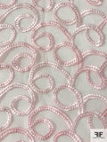 Swirl Design Embroidered Stretch Tulle Trim - Light Pink