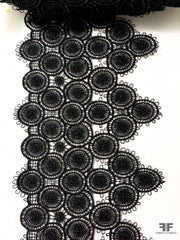 Geometric Circles Fine Guipure Lace Trim - Black