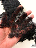 Geometric Circles Fine Guipure Lace Trim - Black