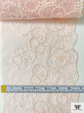 Playful Floral Swirl Embroidered Tulle Trim - Pink / Peach / Off-White