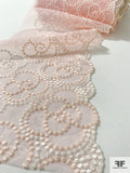 Playful Floral Swirl Embroidered Tulle Trim - Pink / Peach / Off-White