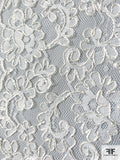 Double-Scalloped Floral Corded Lace Trim with Aurora Borealis Thread Detailing - Off-White