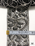 Exotic Floral Corded Lace Trim - Black / Off-White