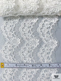  6 1/2 Wide Pale Gray Stretch Leavers Lace Trim, Made in  France, Sold by The Yard