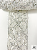 Exotic Floral Corded Lace Trim - White / Silver