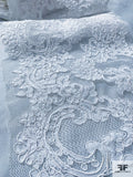 Double-Scalloped Regal Floral Corded Lace Trim - Off-White