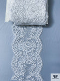 French Double-Scalloped Floral Fine Alencon Lace Trim - White