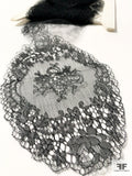 French Floral Fine Chantilly Lace Trim - Black