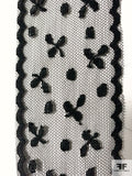 French Tulips and Ovals Chantilly Lace Trim - Black