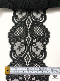 French Paisley Leaf Chantilly Lace Trim - Black