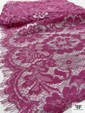 Double-Scalloped and Eyelash Floral Leavers Lace Trim - Boysenberry / Silver