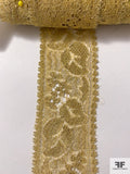 French Leaf Pattern Chantilly Lace Trim - Gold