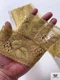French Leaf Pattern Chantilly Lace Trim - Gold