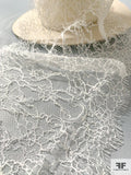 French Floral Chantilly Lace Trim - Silk White