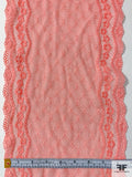 Double Border Pattern Floral Stretch Lace Trim - Coral Pink