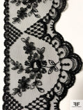 Floral Arches Embroidered Tulle Trim - Black