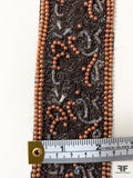 Abstract Embroidered and Pearl Beaded Silk Organza Trim - Dark Brown / Light Brown