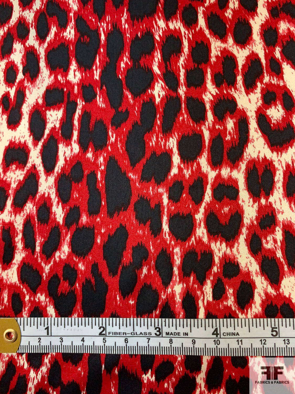 Animal Pattern Printed Silk Charmeuse - Red / Black / White