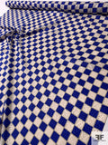 Checkered Printed Animal Pattern Jacquard Silk Charmeuse - Blue / Ivory / Yellow