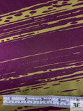Large-Scale Brushstroke Printed Silk Charmeuse - Eggplant Purple / Moss Green
