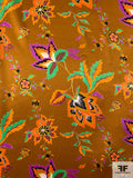 Autumn in Summer Leaf Printed Silk Charmeuse - Rich Orchre / Orange / Green / Purple