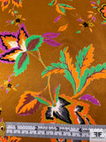 Autumn in Summer Leaf Printed Silk Charmeuse - Rich Orchre / Orange / Green / Purple