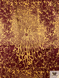 Floral Fireworks Printed Silk Charmeuse - Maroon / Gold