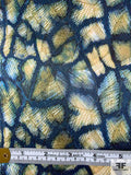 Sketchy Animal Pattern Printed Silk Charmeuse - Midnight Teal / Lime / Light Blue / Gold