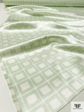 Square Grid Printed Silk Charmeuse - Light Pistachio / Ivory