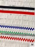 Horizontal Striped Designs with Fringe on Polyester Poplin - Multicolor / White
