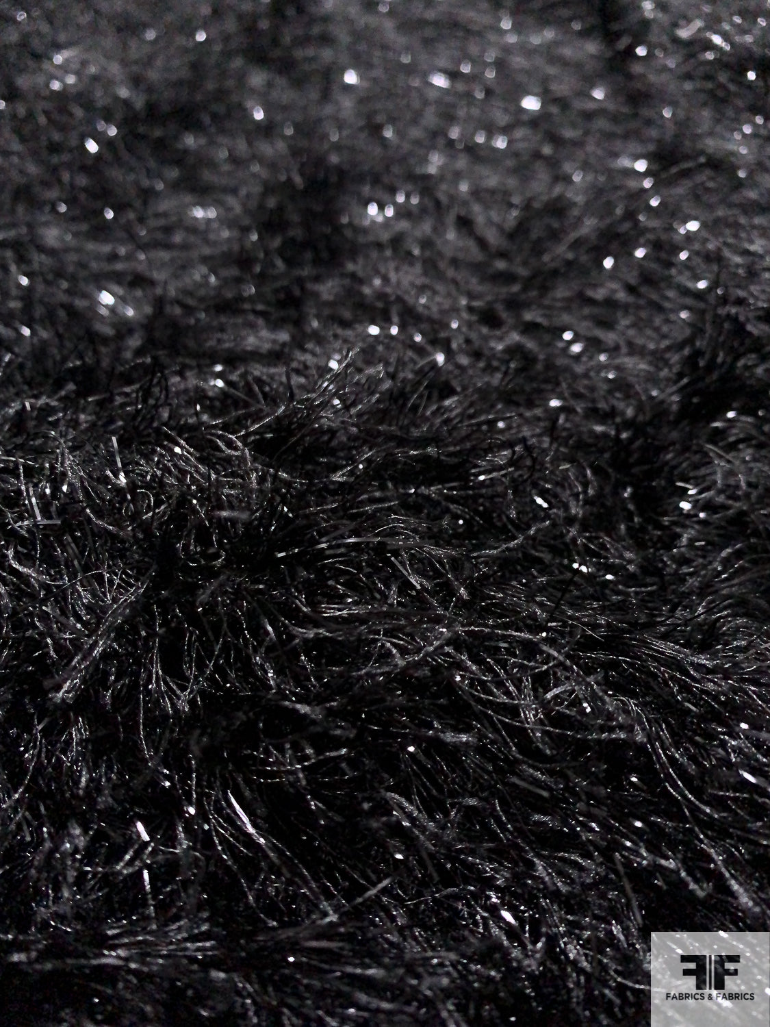 Black Shaggy Faux Fur Fabric by the Yard