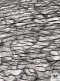 Horsehair Fringe on Polyester Organza - Off-White / Black