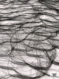 Horsehair Fringe on Polyester Organza - Off-White / Black