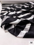 Horizontal Striped Printed Silk Charmeuse - Black / White