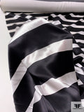 Horizontal Striped Printed Silk Charmeuse - Black / White