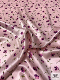 Gentle Floral Printed Silk Charmeuse - Pink / Orchid / Grape / Olive