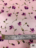 Gentle Floral Printed Silk Charmeuse - Pink / Orchid / Grape / Olive