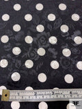 Polka Dots Printed Floral Jacquard Silk Charmeuse - Black / Off-White
