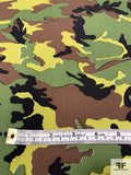 Camouflage Printed Stretch Silk Charmeuse - Dark Green / Lime / Brown / Black