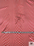 Hypnotic Illusion Printed Silk Charmeuse - Bright Red / White