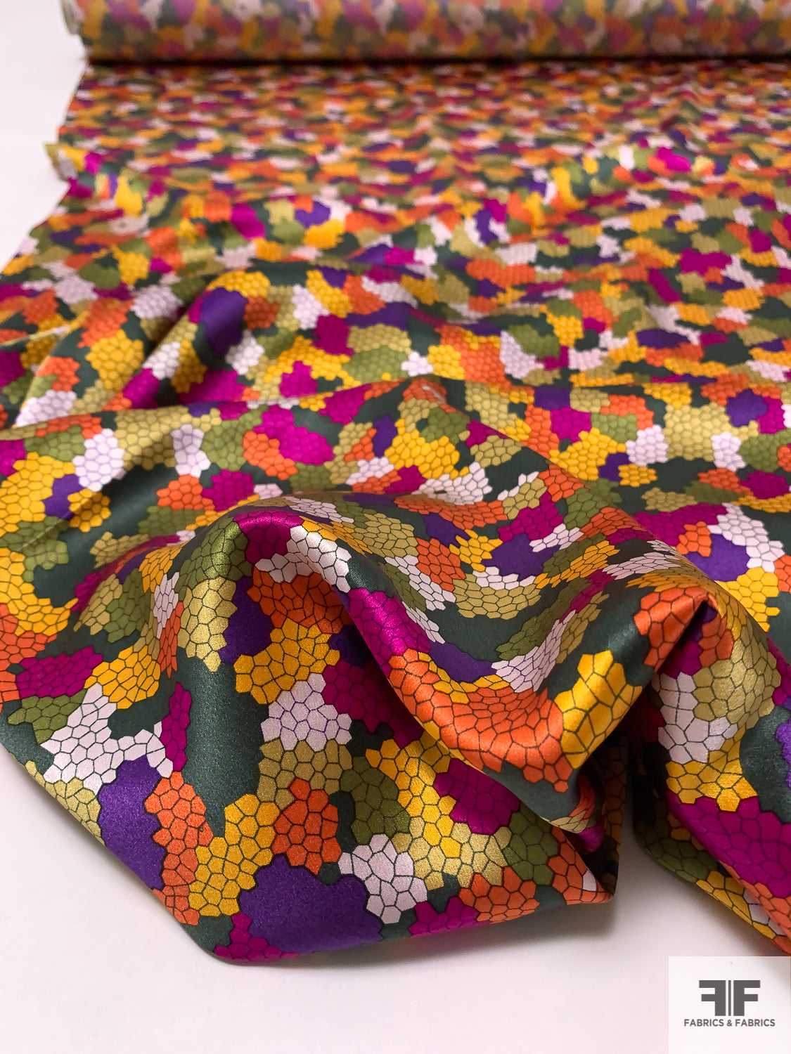 Pebble Clusters Printed Silk Charmeuse - Multicolor